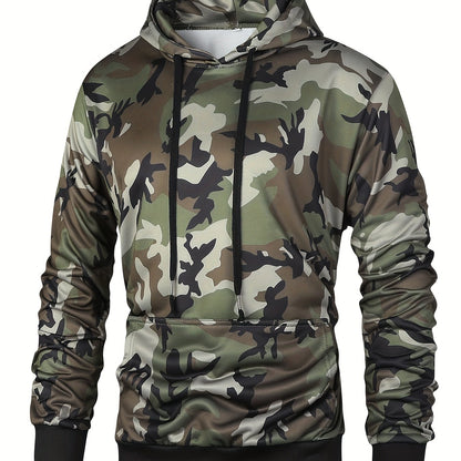 Men's Camo Hoodie | Long Sleeves Sweatshirt With A Kangaroo Pocket