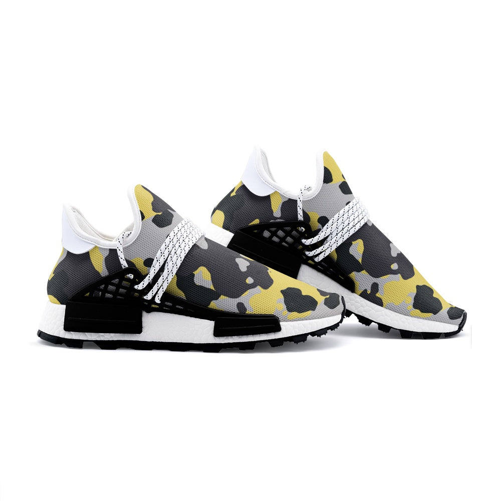 Lightweight Camo Sneakers | Yellow, Black, and Silver