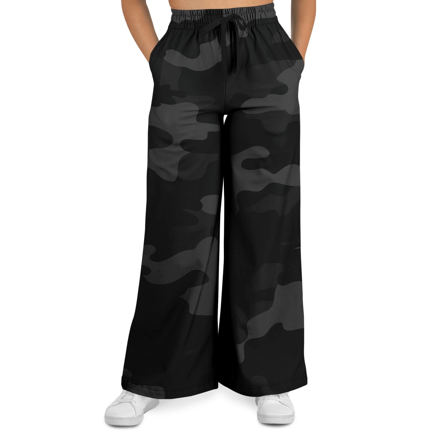 Camo Wide Leg Pants | Black Camouflage