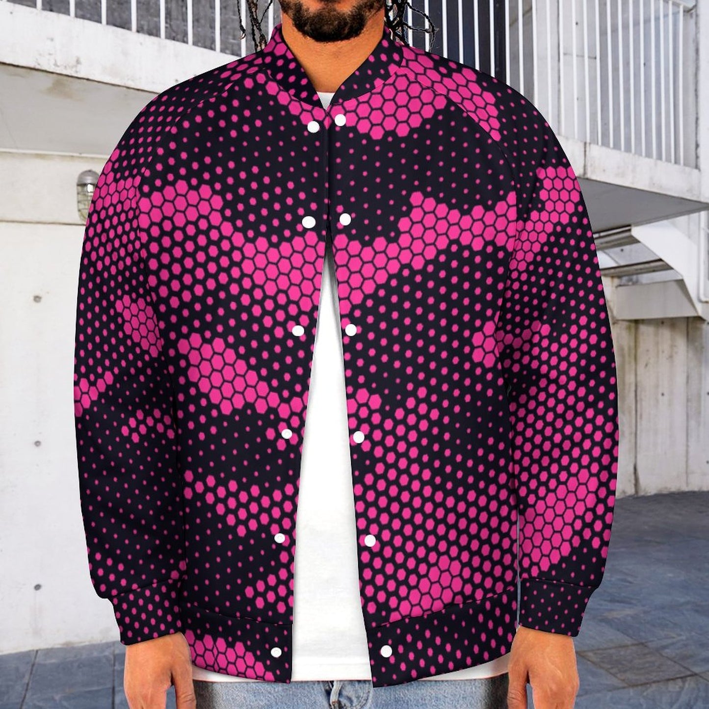 Men's Camo Jacket | Pink Digital Dotted Hexagonal