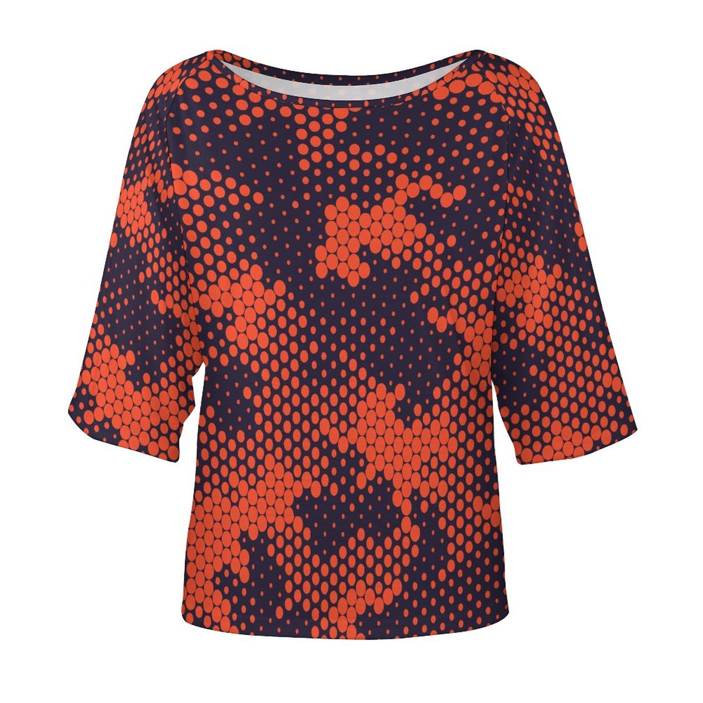 Off The Shoulder Top | Orange & Blue Digital Camo Shirt