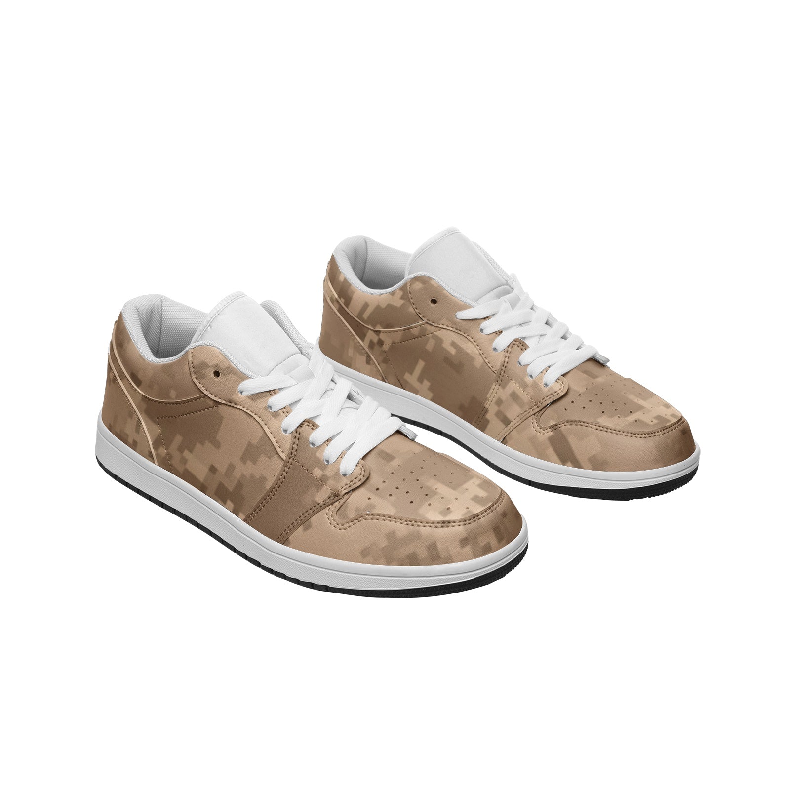 Pixel Brown Camo Sneakers | Unisex Low Top Leather