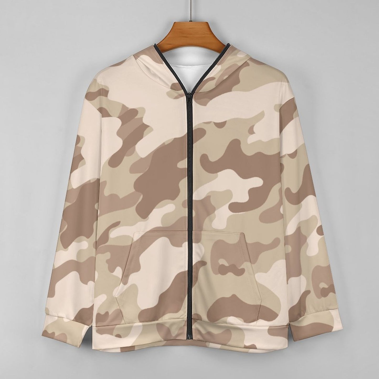 Zip up Camo Hoodie | Desert Brown Camouflage