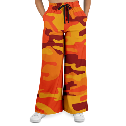 Camo Wide Leg Pants | Orange & Red Camo