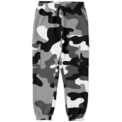 Camo Cargo Pants | Unisex | Black, White & Gray Camouflage