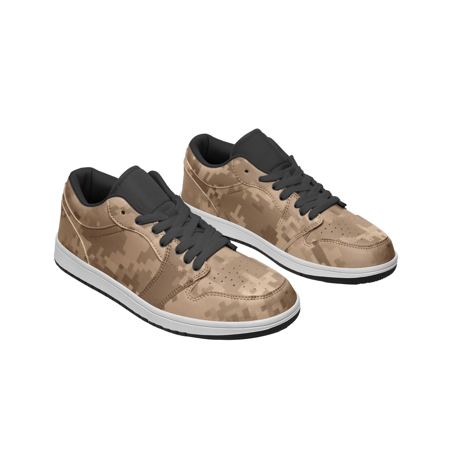 Pixel Brown Camo Sneakers | Unisex Low Top Leather