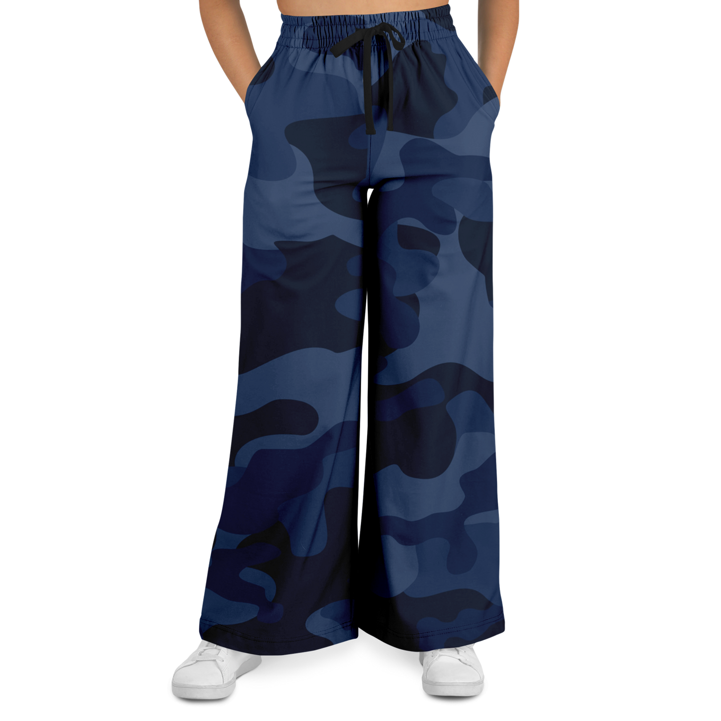 Camo Wide Leg Pants | Deep Blue Camouflage