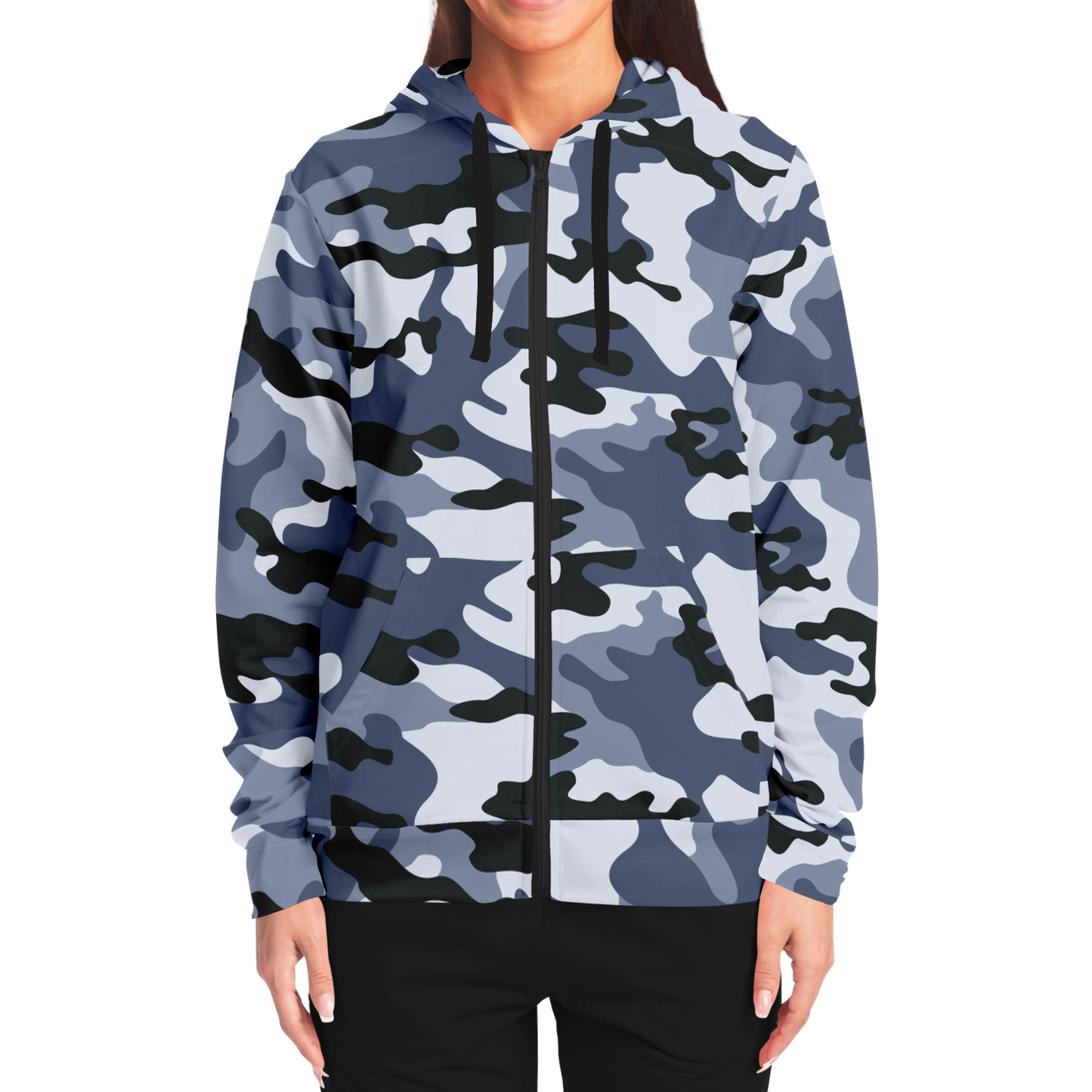 Zip-Up Hoodie | Light Blue Camouflage