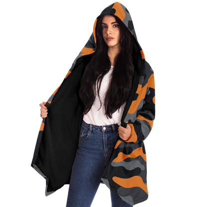 Camo Cloak | Orange, Black, & Gray Camouflage | Microfleece