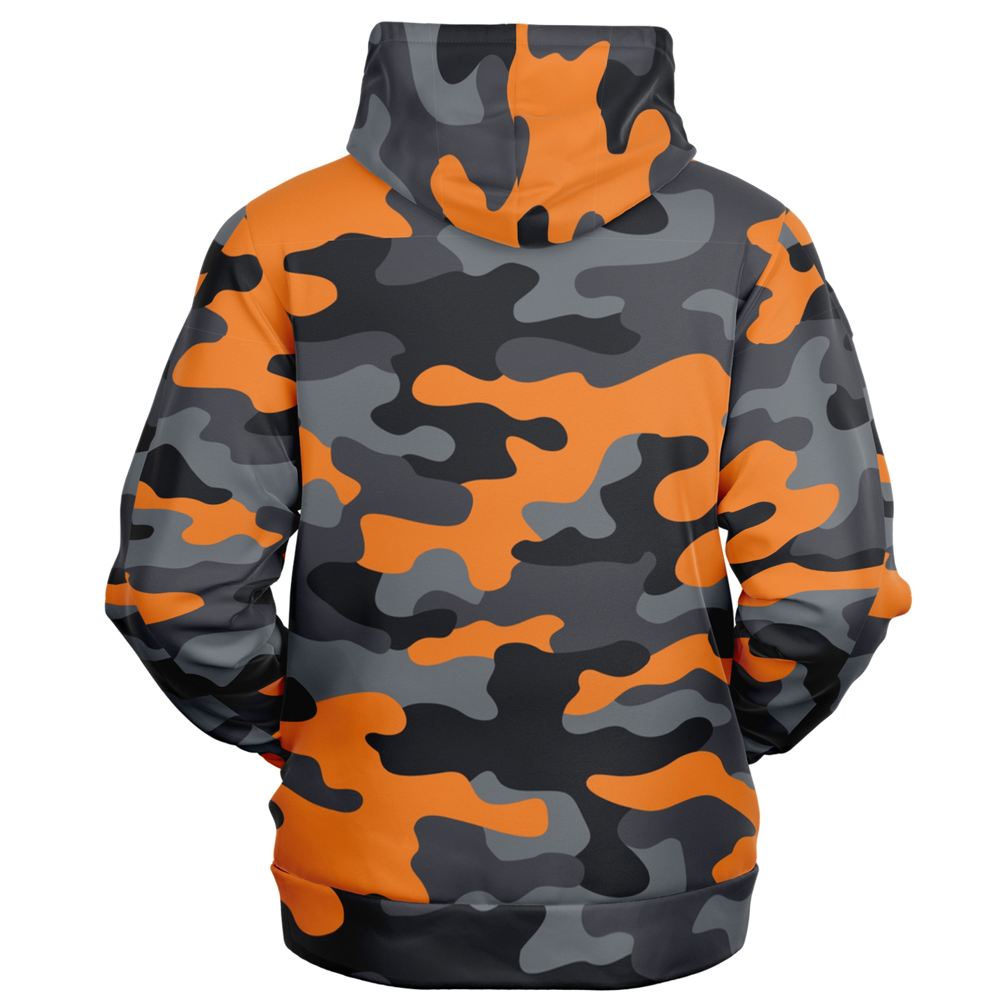 Zip-Up Hoodie | Orange, Black, and Gray Camouflage