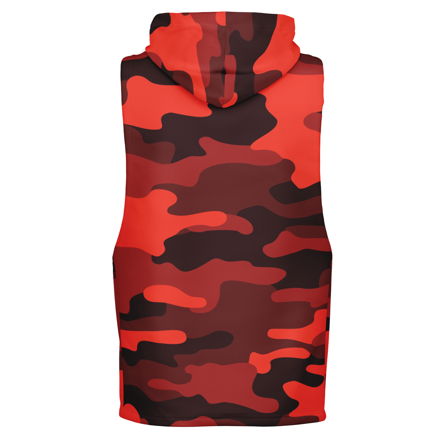 Sleeveless Hoodie | Scarlet Red & Black Camouflage