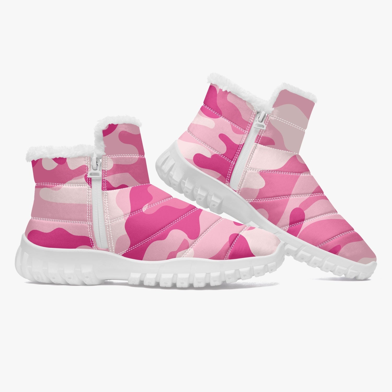 Camo Boots | Cotton-pad Fur Zipper Up | Lavender Pink