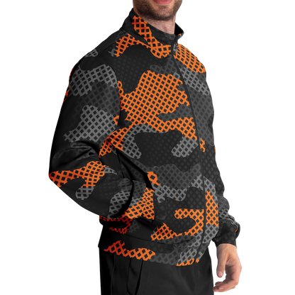 Camo Track Jacket | Orange & Black Pixel Camouflage