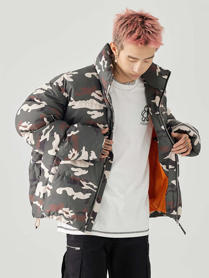 Army Green Camo Puffer Jacket | Thick Fat Style Coat