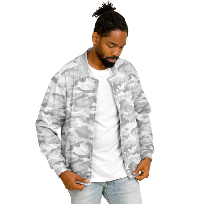 Snow Camo Jacket | Heavyweight Baseball | White & Light Grey