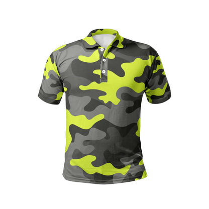 Camo Golf Shirt | Yellow, Black, and Gray Camouflage