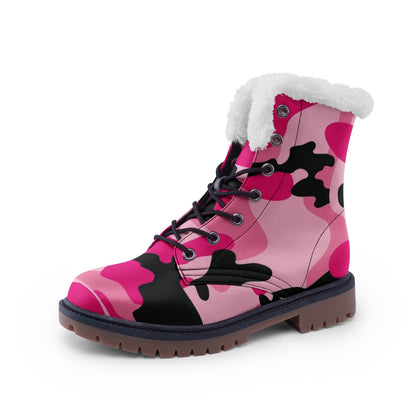 Snow Camo Boots | Pink, Black, & Cerise Camouflage