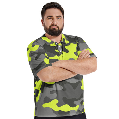 Camo Golf Shirt | Yellow, Black, and Gray Camouflage