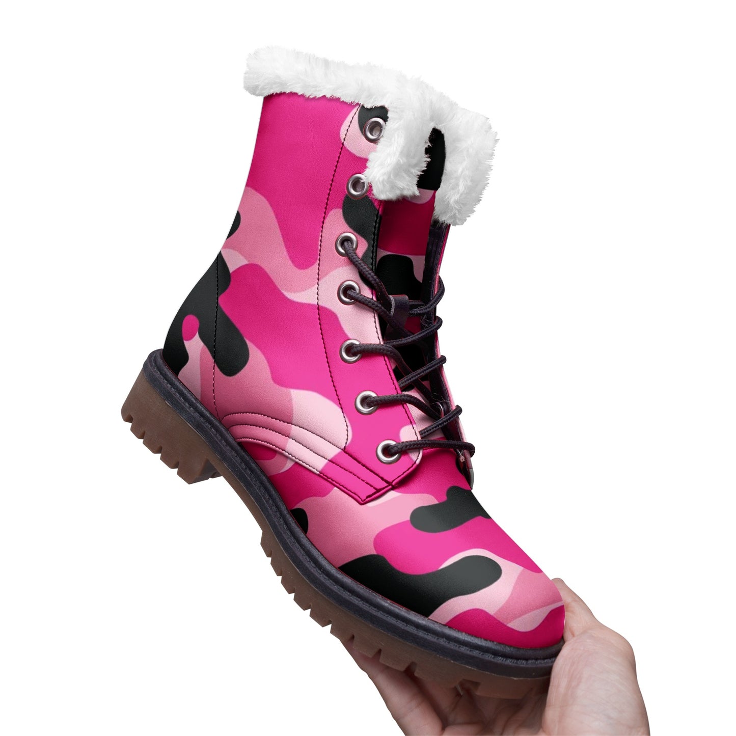 Snow Camo Boots | Pink, Black, & Cerise Camouflage