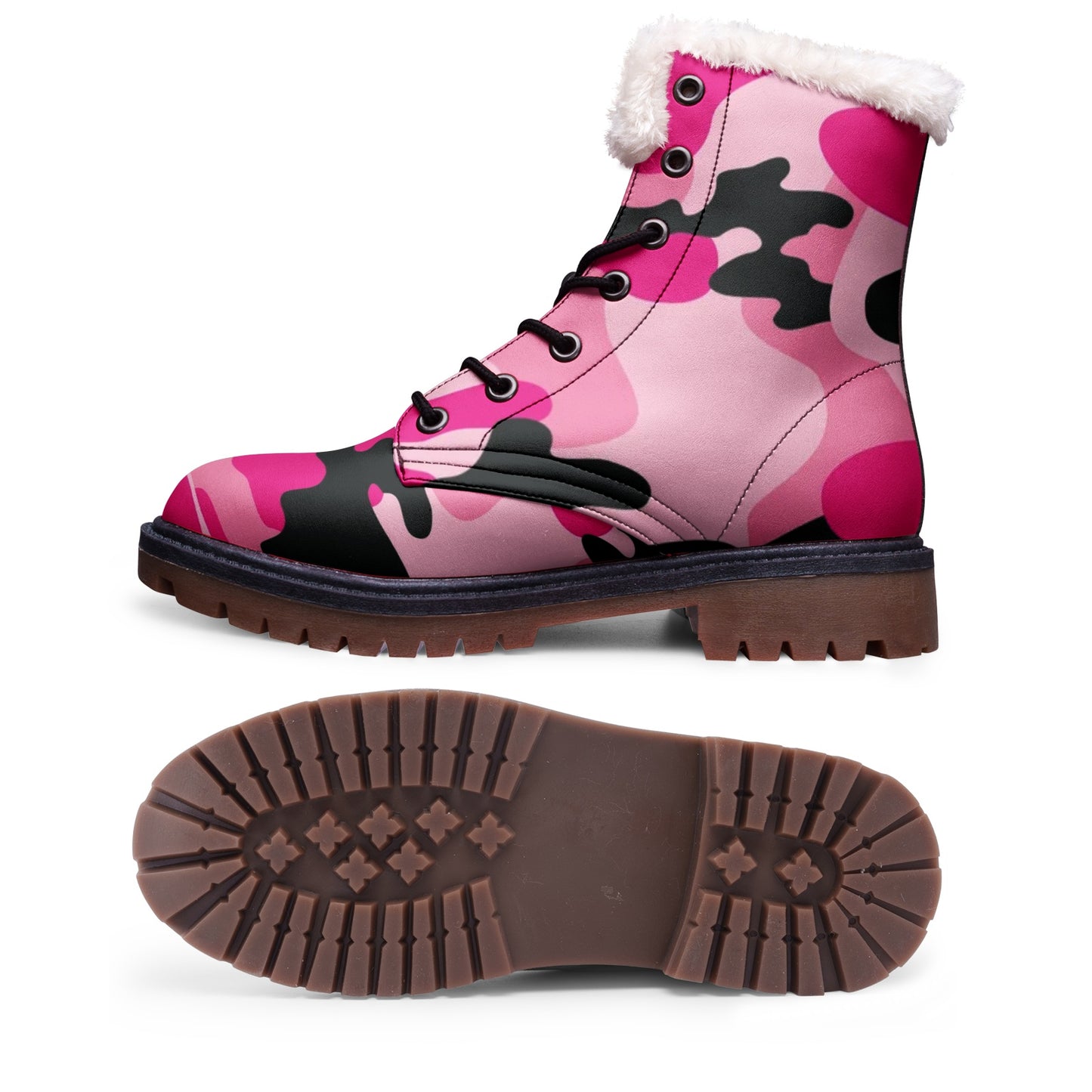 Snow Camo Boots | Pink, Black, & Cerise Camouflage