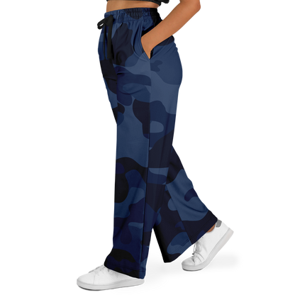 Camo Wide Leg Pants | Deep Blue Camouflage