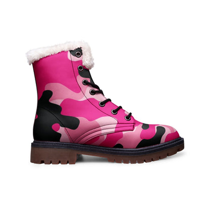 Snow Camo Boots | Pink, Black, & Cerise Camouflage