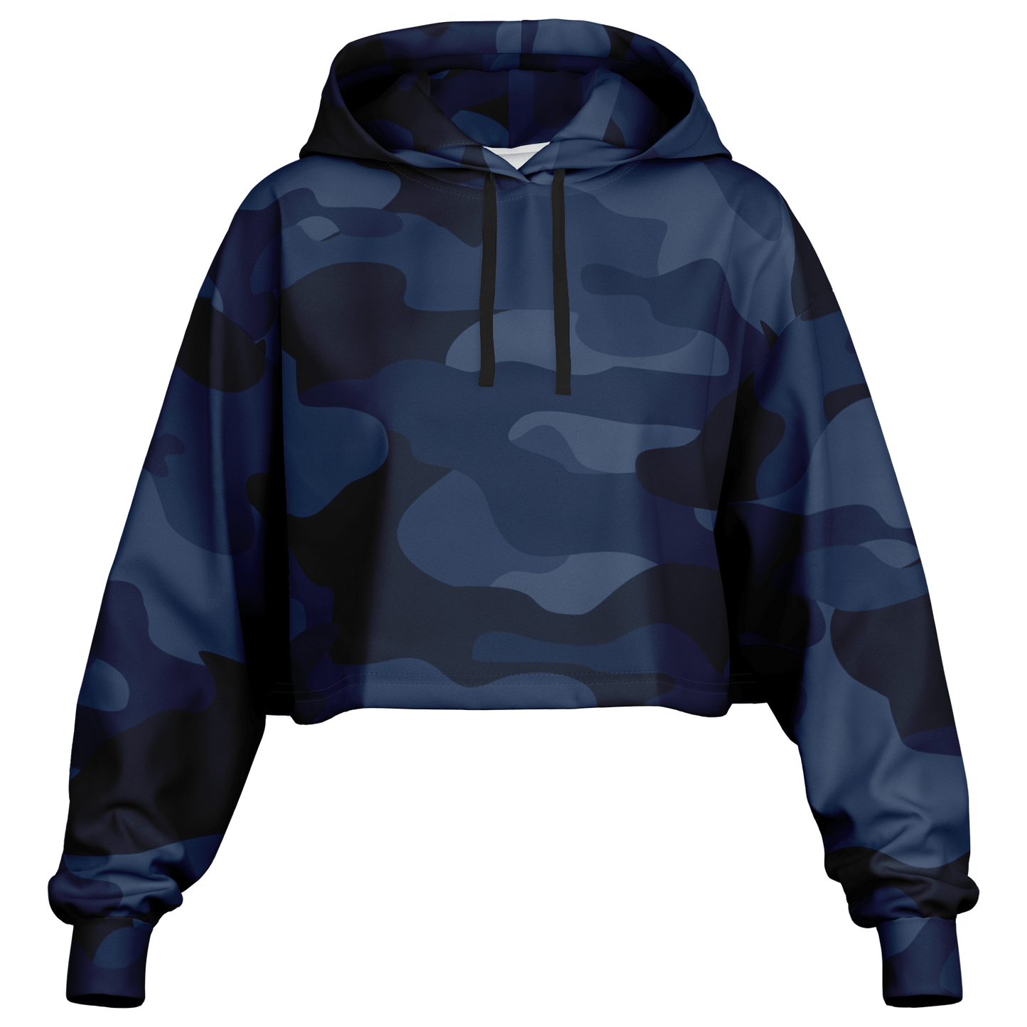 Cropped Hoodie For Women | Deep Blue Camouflage