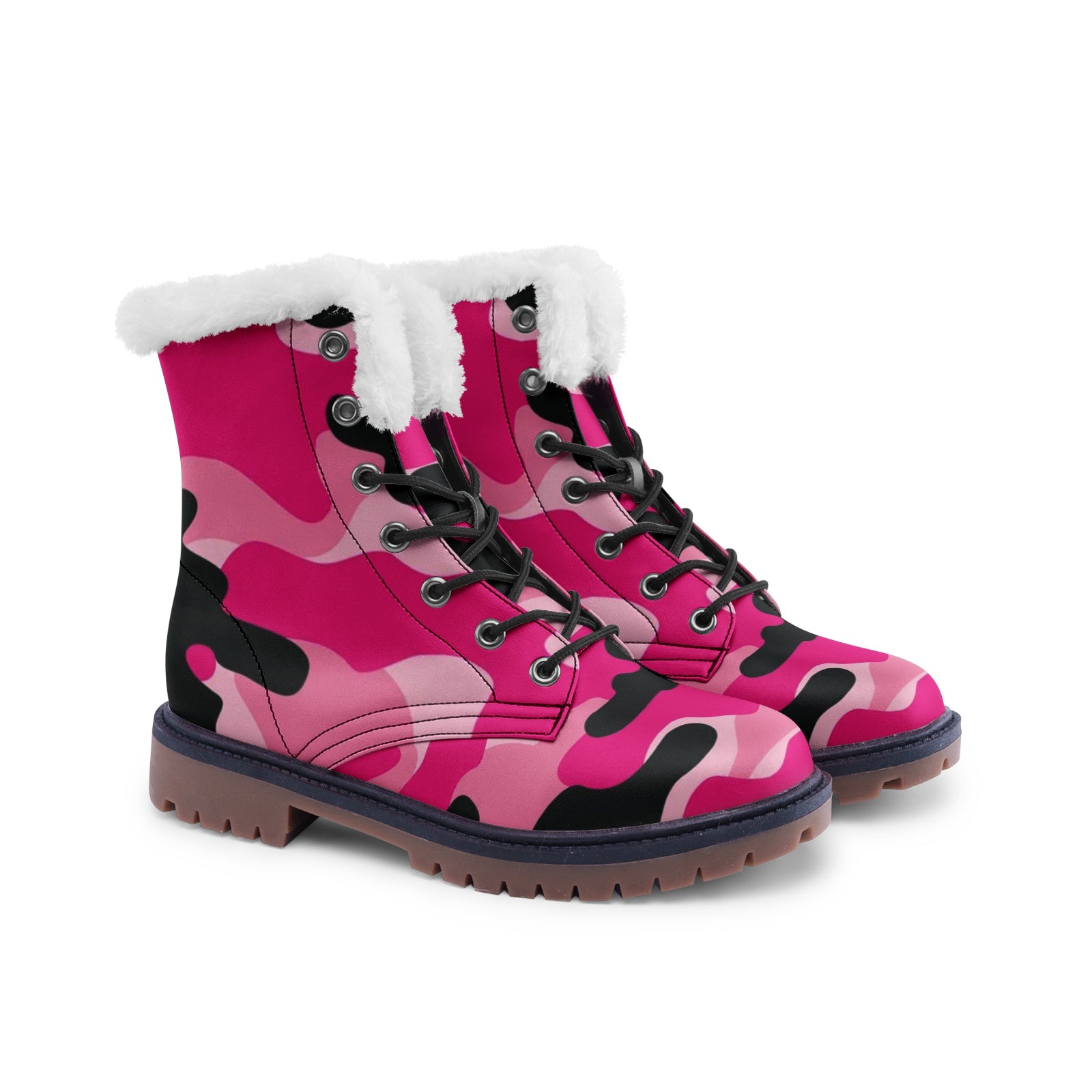 Snow Camo Boots | Pink, Black, & Cerise Camouflage