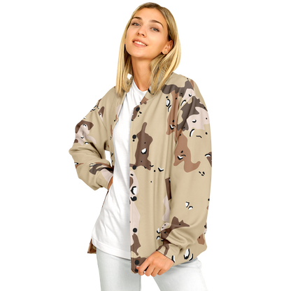 Brown Baseball Jacket in Marines Military Camo Print