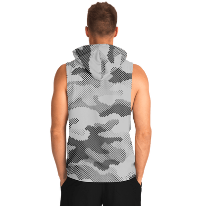 Sleeveless Hoodie | Black & White Digital Dotted