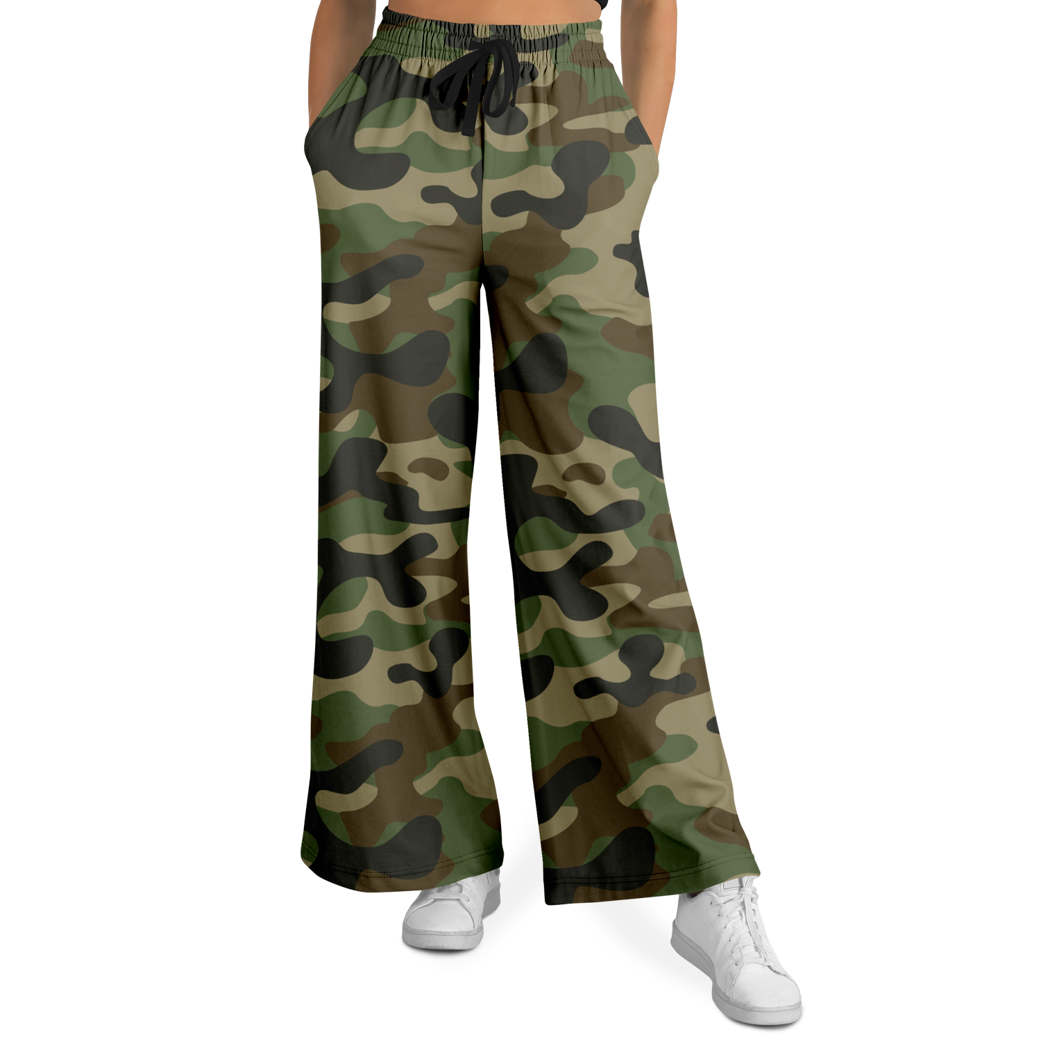 Camo Wide Leg Pants | Classic Green