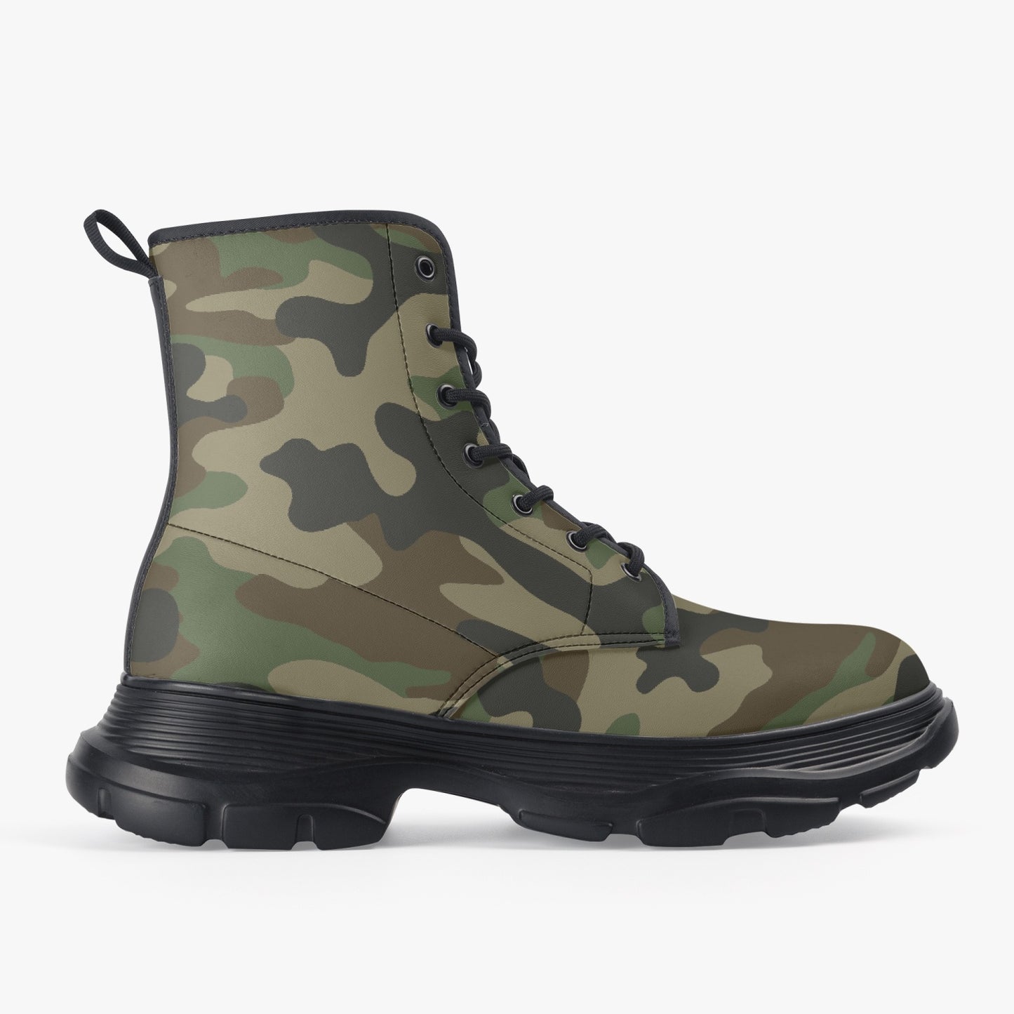 Chunky Boots | Leather in Military Brown Camouflage