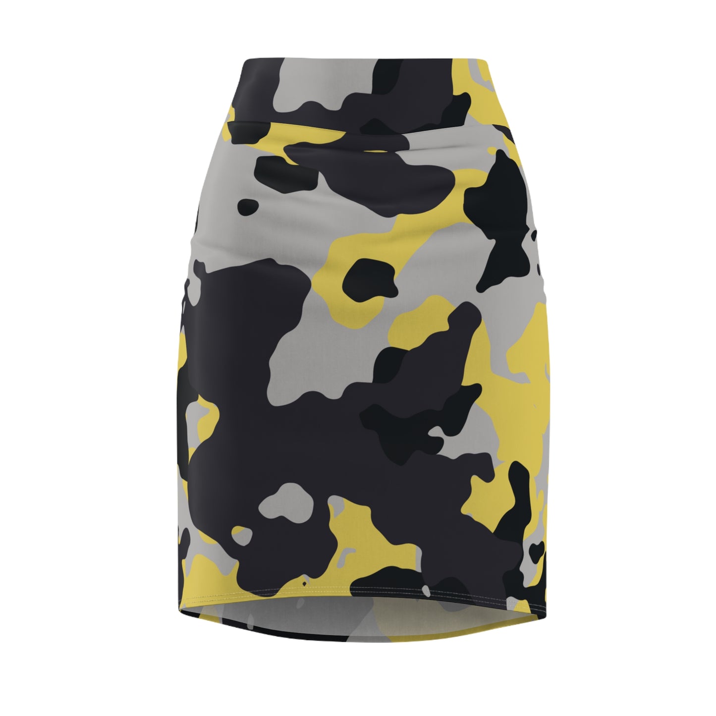 Camo Mini Skirt | Pencil Cut | Yellow, Black, & Silver