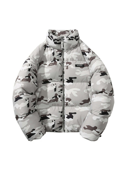 Army Green Camo Puffer Jacket | Thick Fat Style Coat