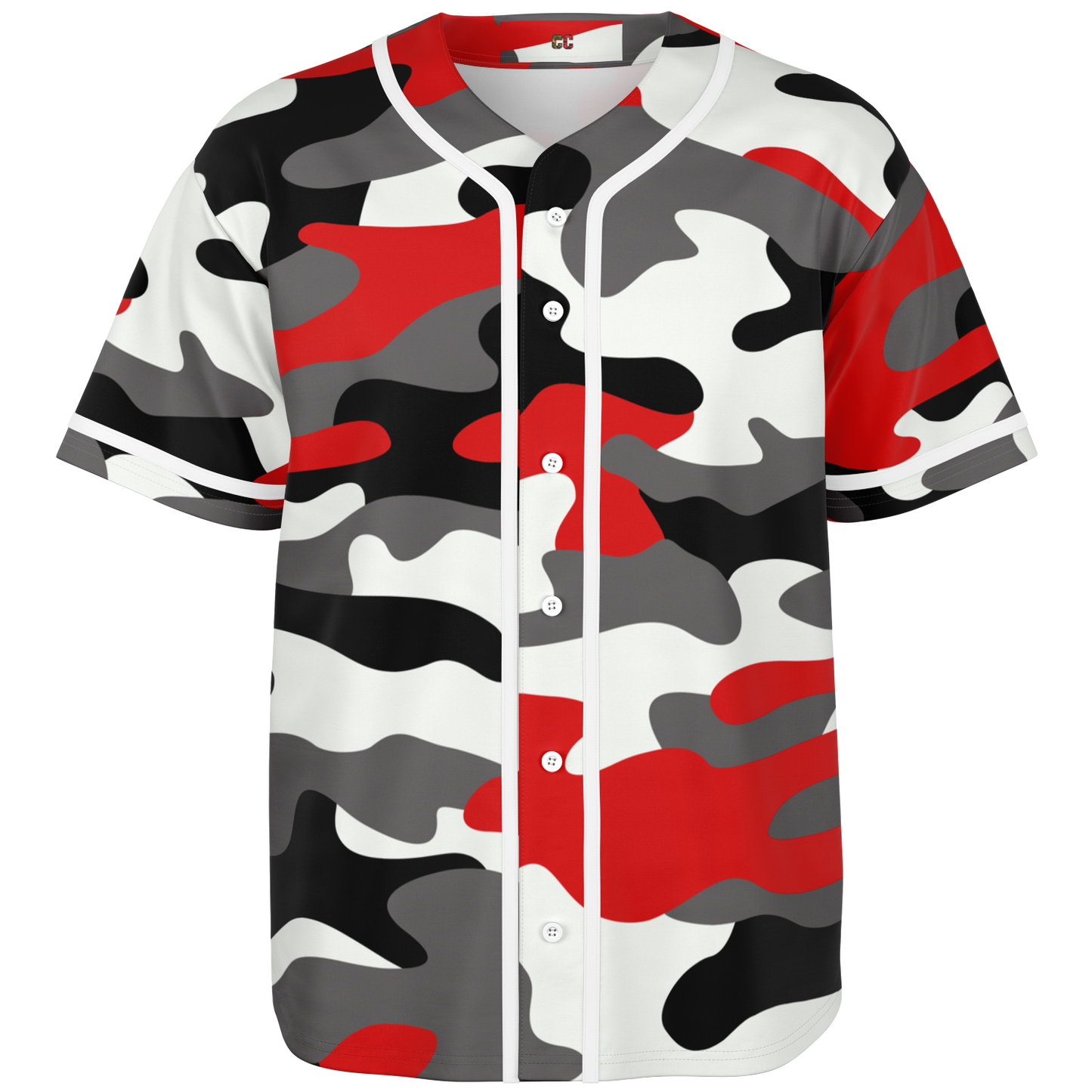 Camo Baseball Jersey | Red, Black & White Camouflage