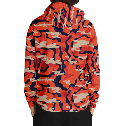 Camo Hoodie | Carmine Pink, Blue and Tan Camouflage