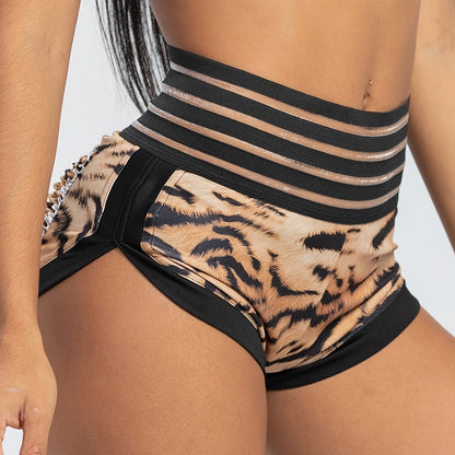 Camo Lace Stripes Sports Shorts: Butt Lifting, Yoga Shorts with Pocket