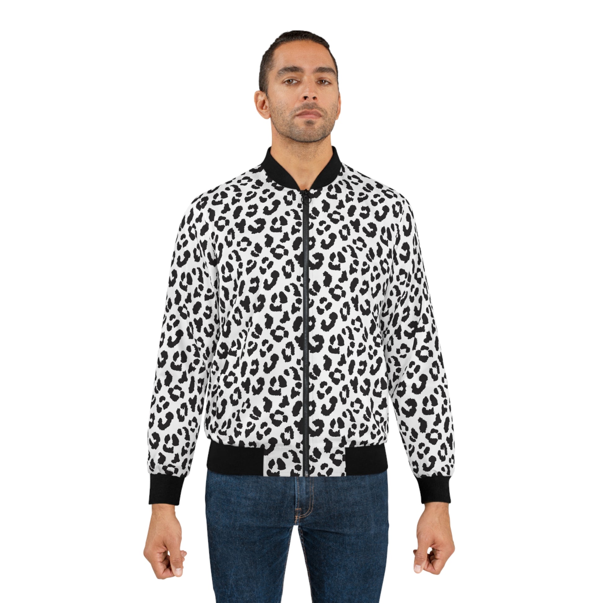 Leopard Jacket | Men's Classic Bomber | Black and White