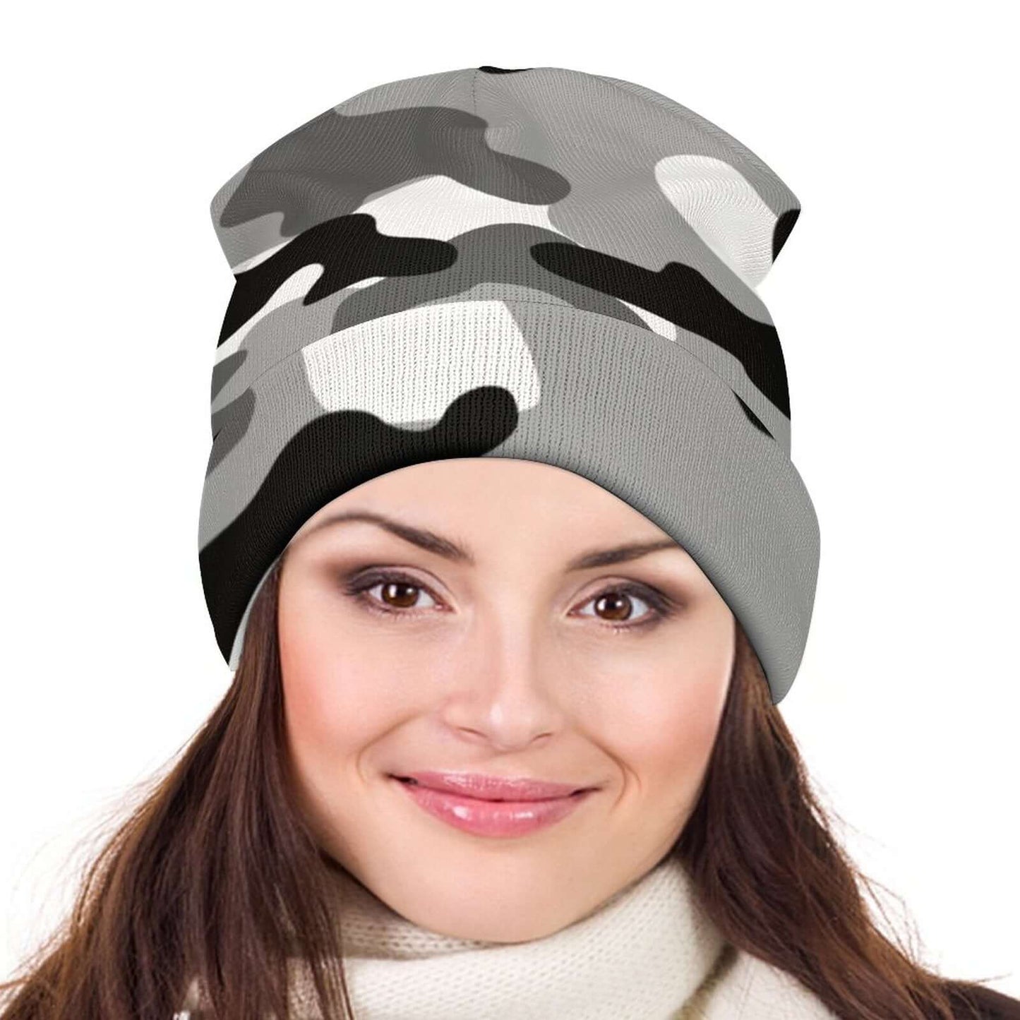 Camo Beanie | Black, White & Gray Camouflage