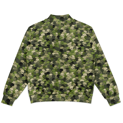 Baseball Jacket in Green, Olive, & Beige Skulls Camo Print