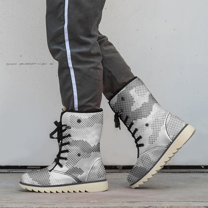 Camo Boots | Digital Gray Cotton-Pad Fur Lining