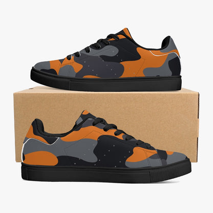 Camo Sneakers | Classic Low-Top | Orange, Black, & Gray