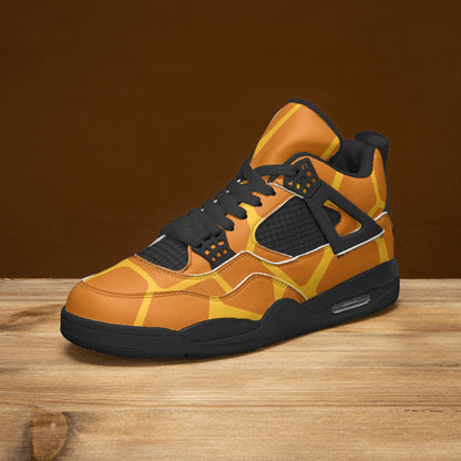 Giraffe Jordans AJ4 | Brown and Yellow Sneakers