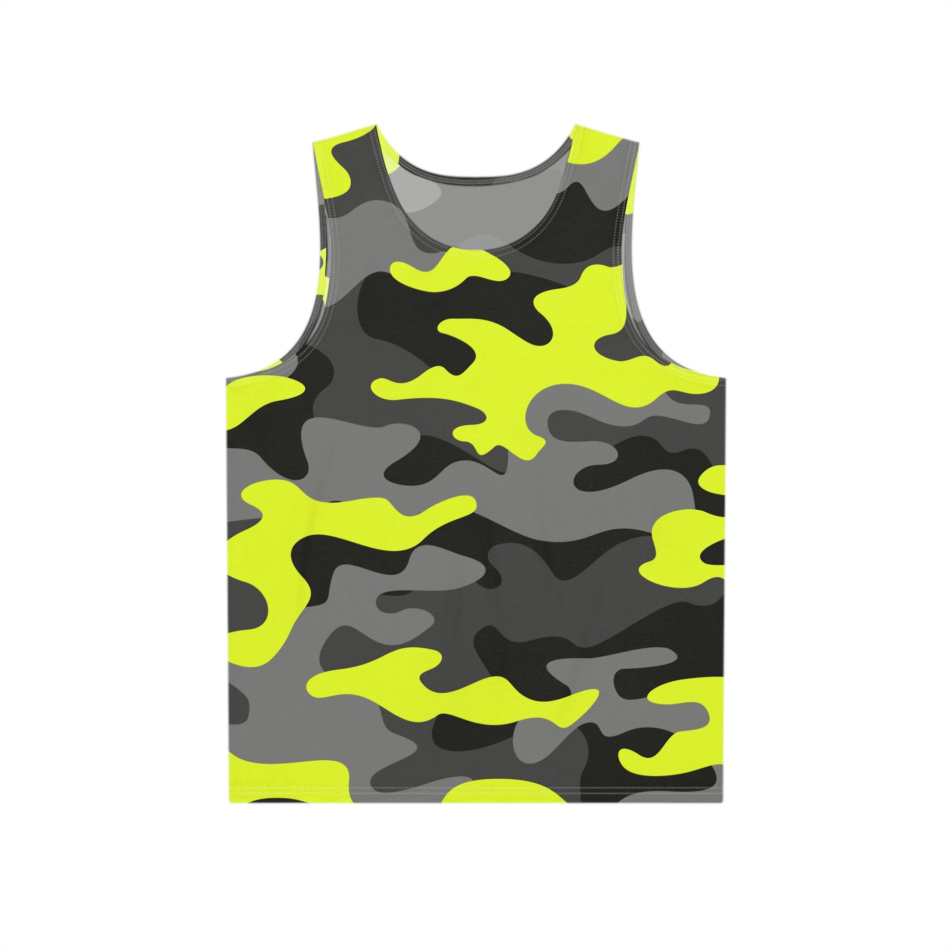 Men's Camo Tank Top | Yellow, Black, and Gray | Loose Fit