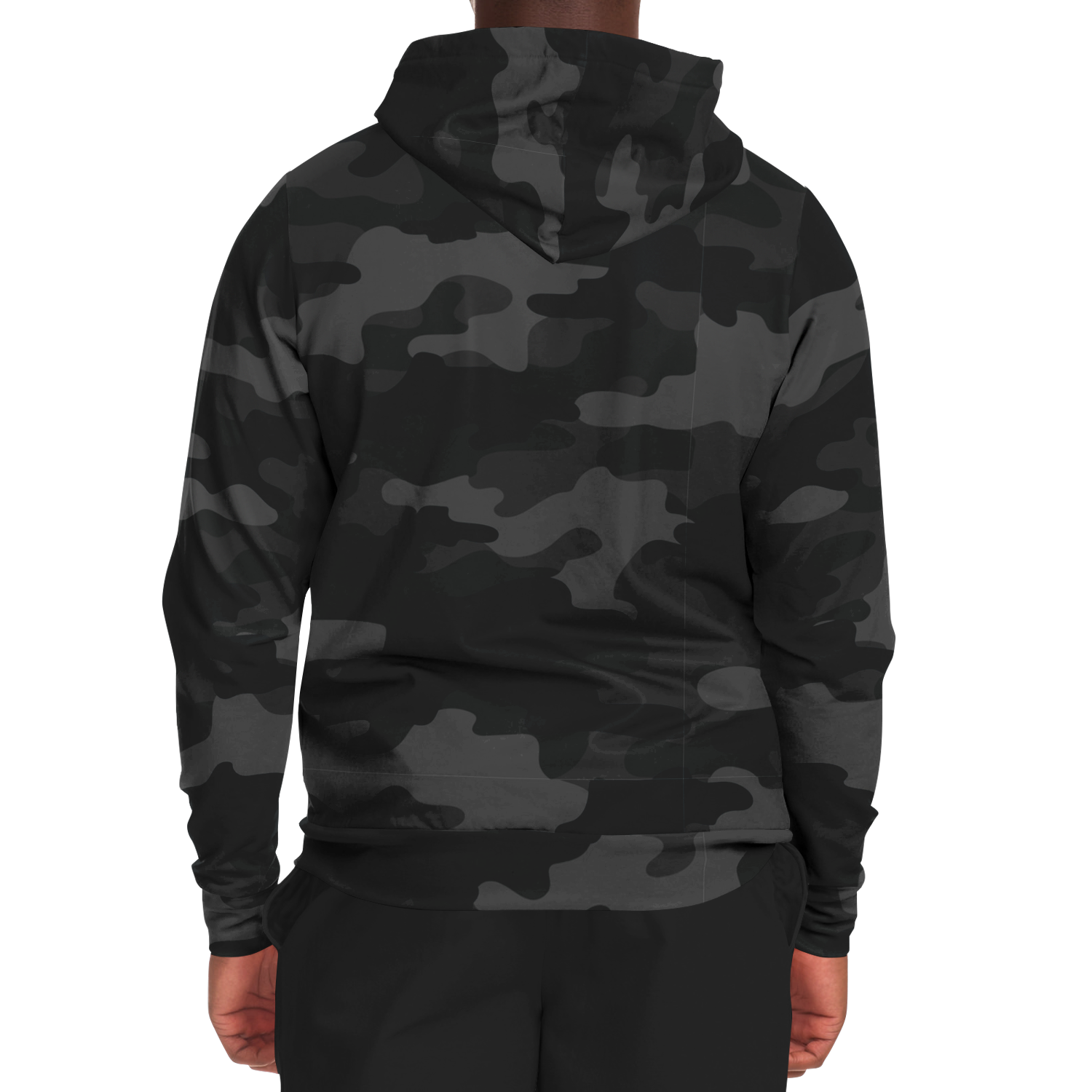 Zip-Up Hoodie | Black Camouflage