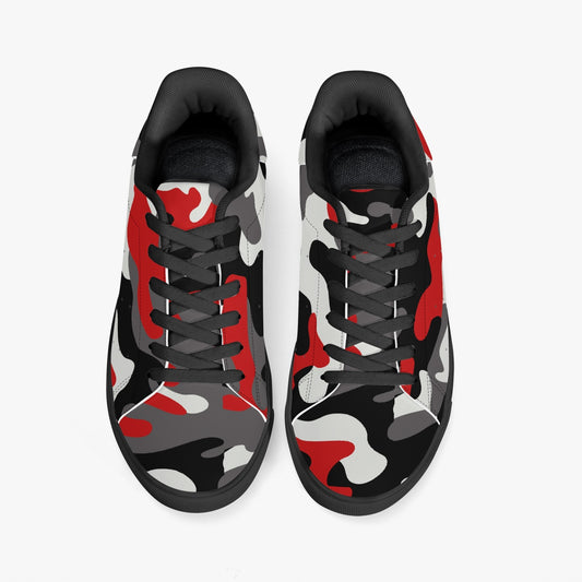 Camo Sneakers | Classic Low-Top | Red, Black, & White