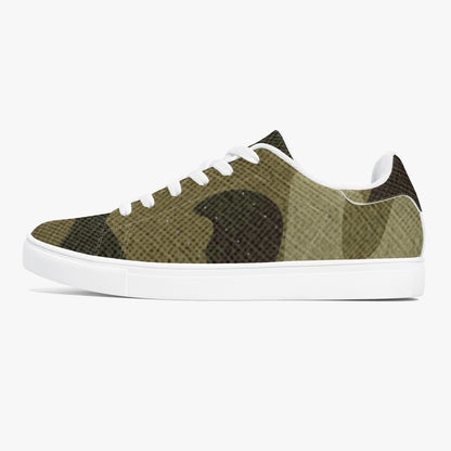 Camo Sneakers | Classic Low-Top Leather | Green Fabric