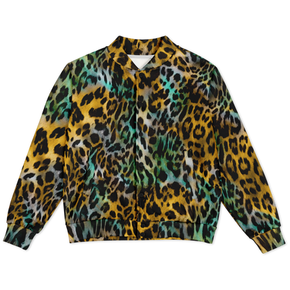 Baseball Jacket in Yellow and Blue Leopard Print