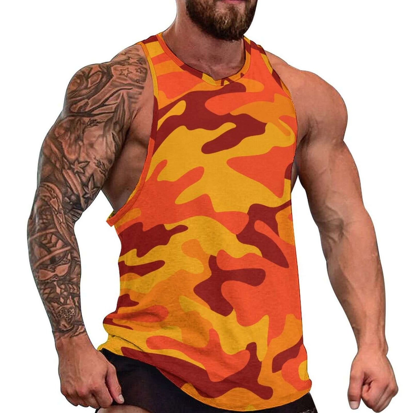 Camo Tank Top | Orange & Red Camouflage