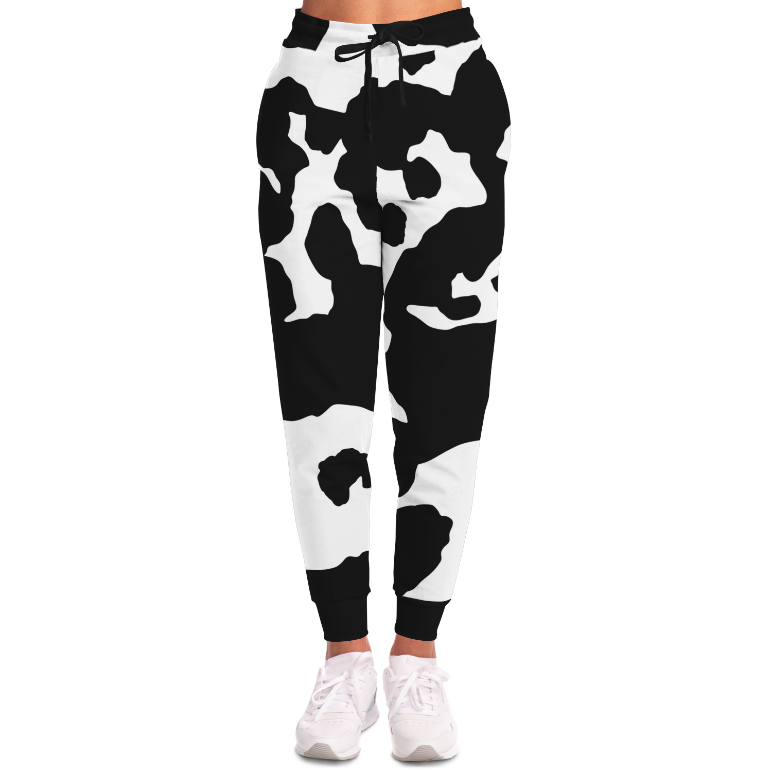 Camo Joggers | Unisex | Black & White Cow Camouflage